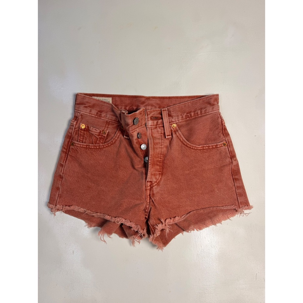 Levi's 501 Original Cut-Off Shorts Women 24 Terracotta High Rise Raw Hem - Picture 6 of 6